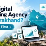 Best digital marketing agency in Uttarakhand guide by Nevtrino, featuring Himalayan mountains, digital marketing analytics, and 2025 tourism statistics.