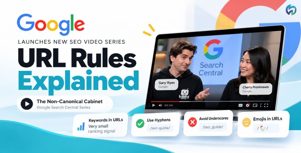 Google launches new technical SEO video series, The Non-Canonical Cabinet, explaining URL ranking signals, keywords in URLs, hyphens, underscores, and emoji URL guidelines.